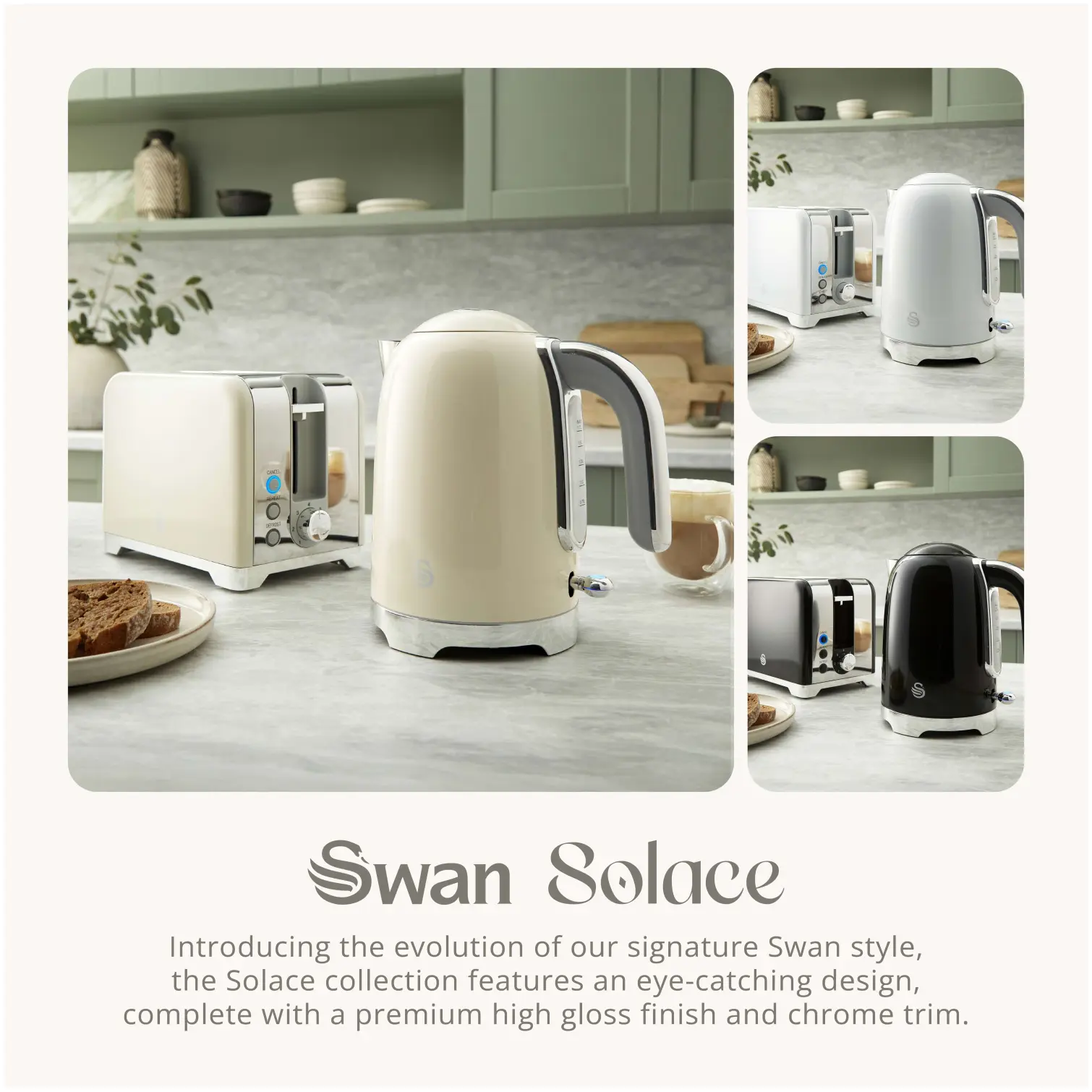 Swan Solace 2 Slice Toaster Cream