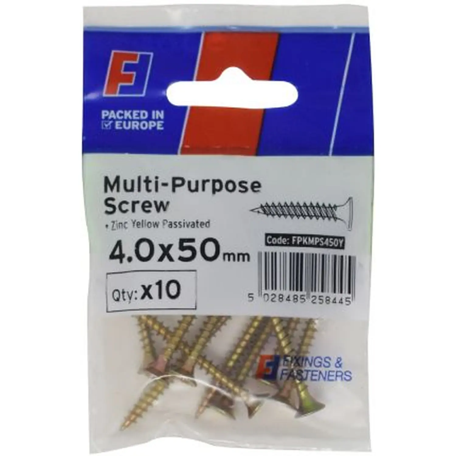 W/Screw Pozi YZP 4x50mm pk10