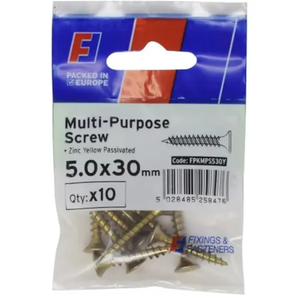 W/Screw Pozi YZP 5x30mm pk10
