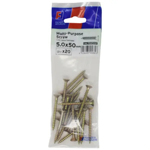 W/Screw Pozi YZP 5x50mm pk20