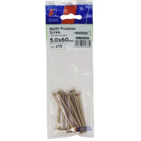 W/Screw Pozi YZP 5x60mm pk10