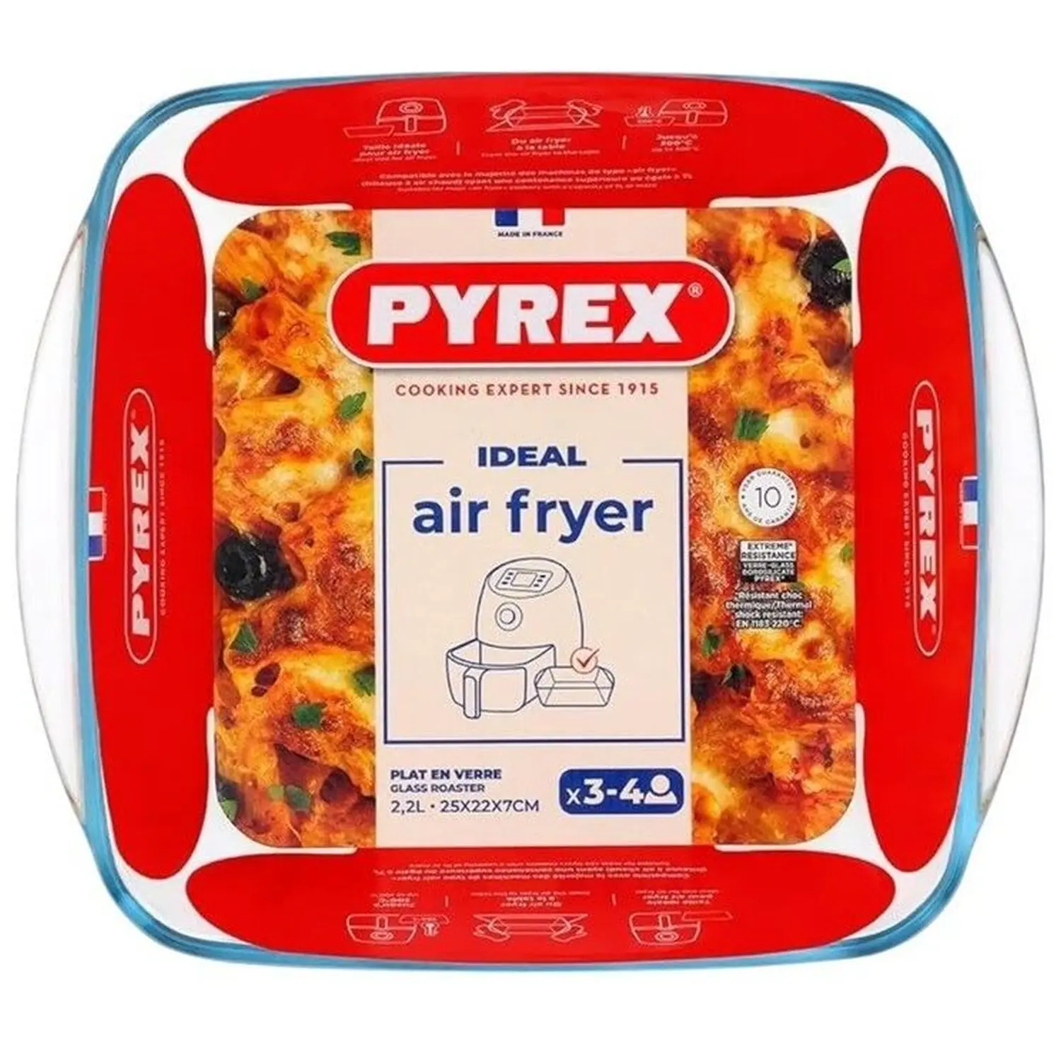 Pyrex Air Fryer Square Dish 25x22cm 2.2L
