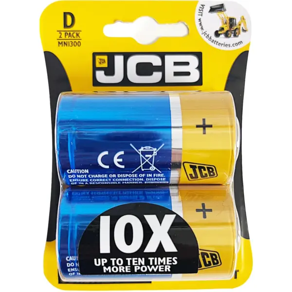 JCB Alkaline Batteries D Card of 2
