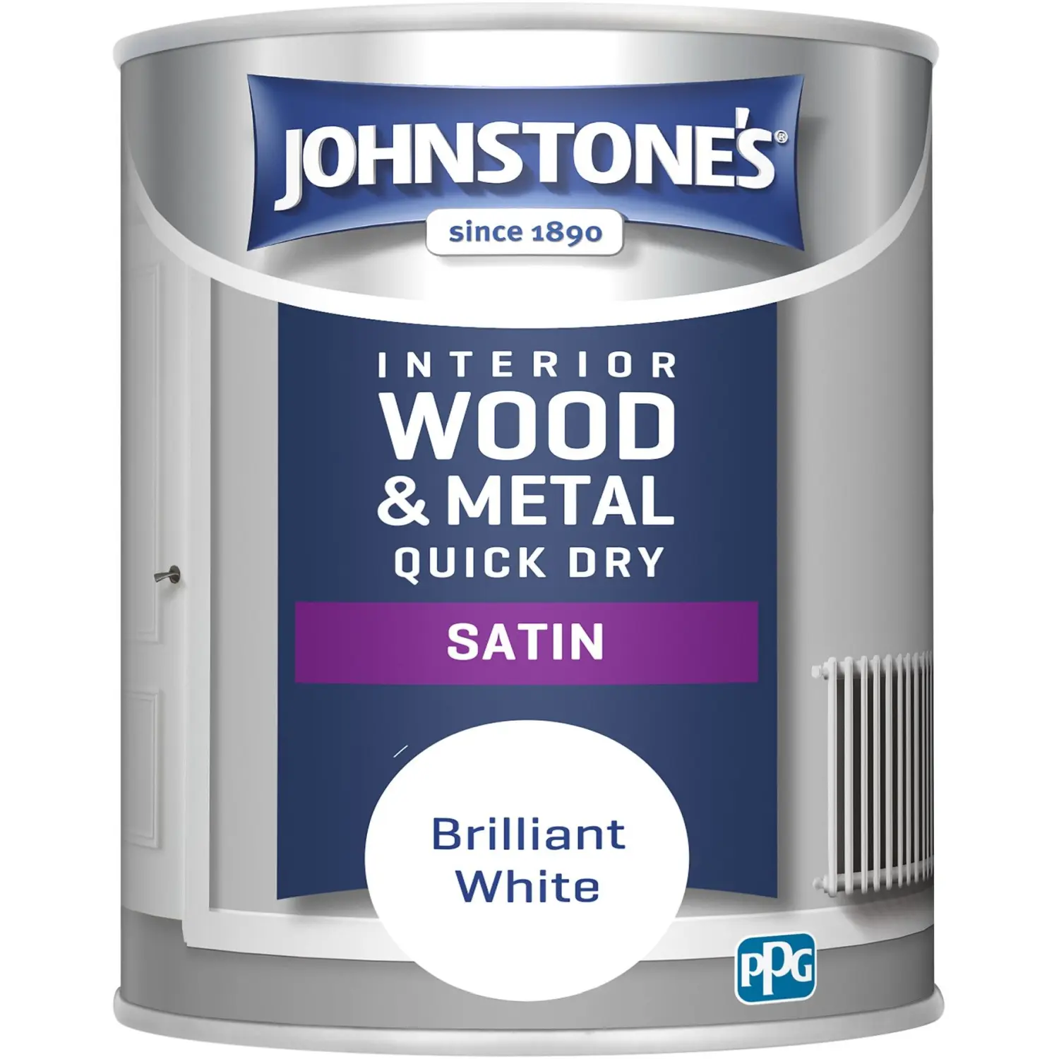 Johnstones Satin Brilliant White 750ml decorating essential for painting a room UK