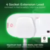 Masterplug Individually Switched 4 Gang 13amp 2 Metre Trailing Socket