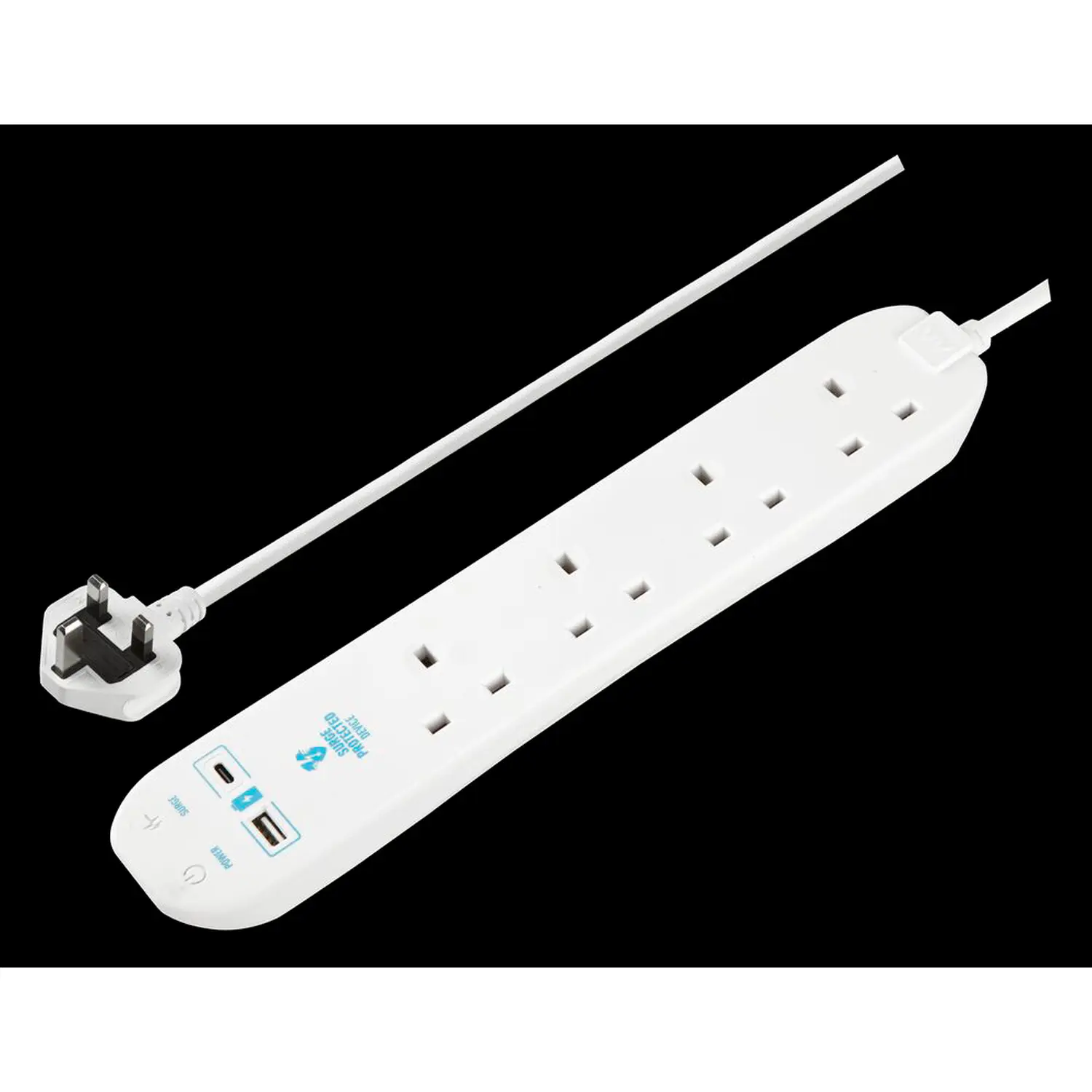 NEX0042 Masterplug 4 Gang Surge Socket With USB