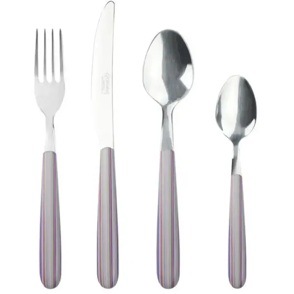 GRU0002 Grunwerg Greenwork Cutlery Set 24 Piece Pastel Stripes