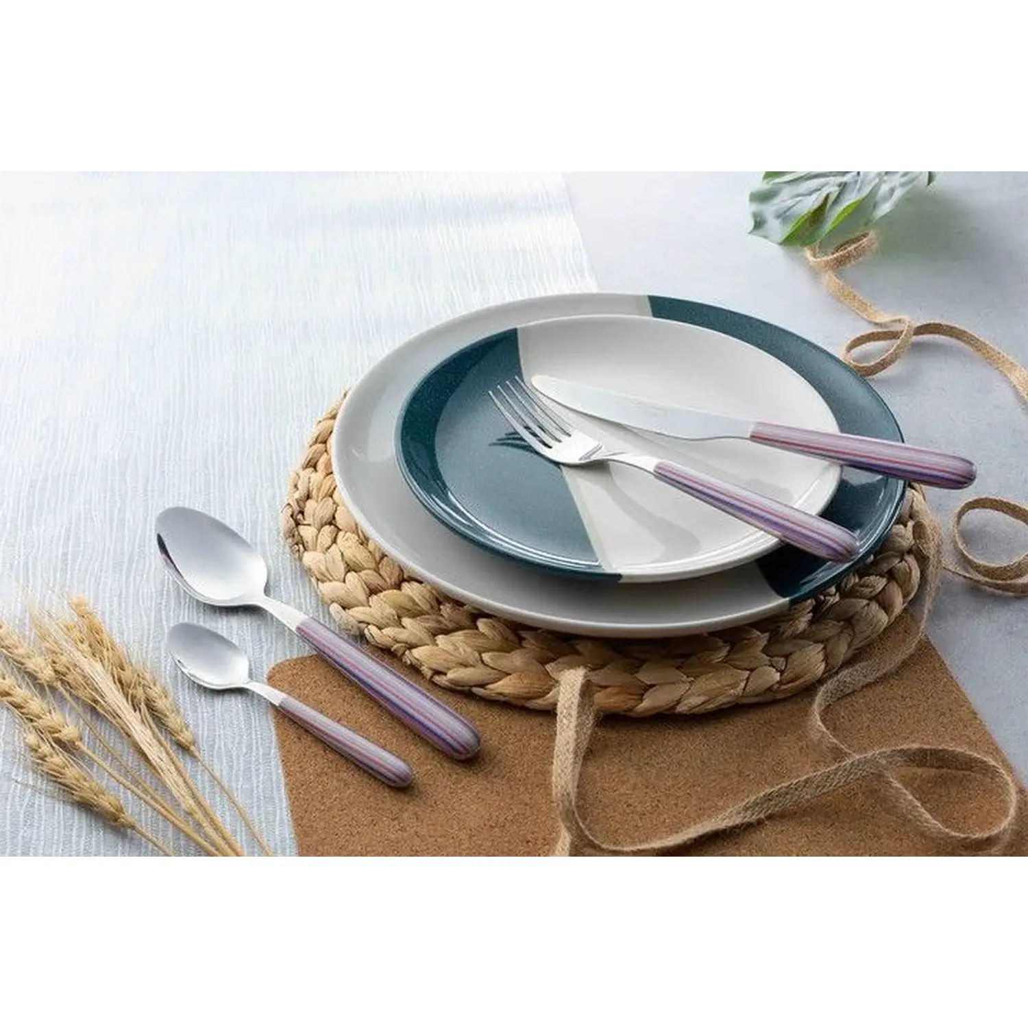 Grunwerg Greenwork Cutlery Set 24 Piece Pastel Stripes