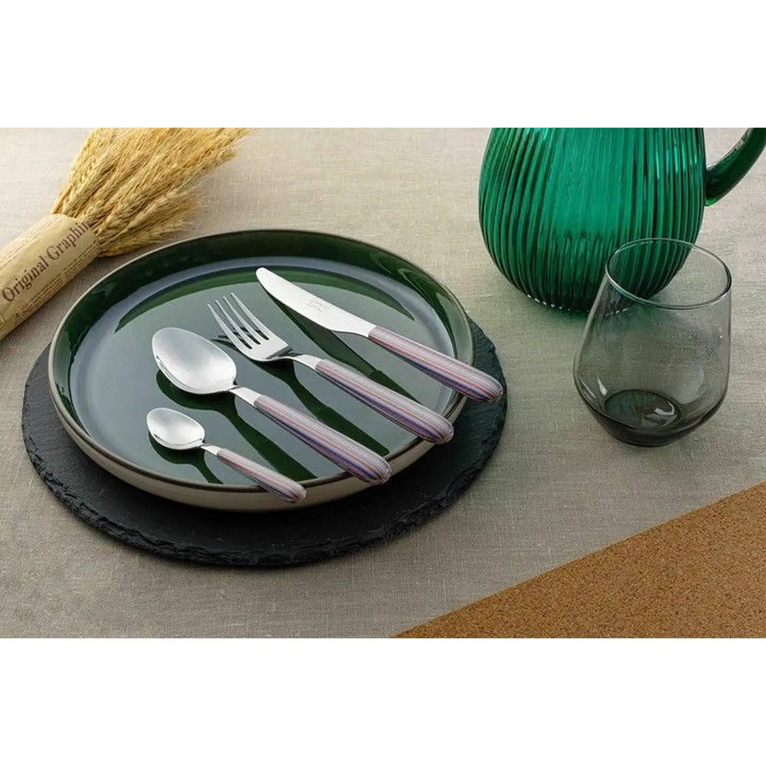 Grunwerg Greenwork Cutlery Set 24 Piece Pastel Stripes