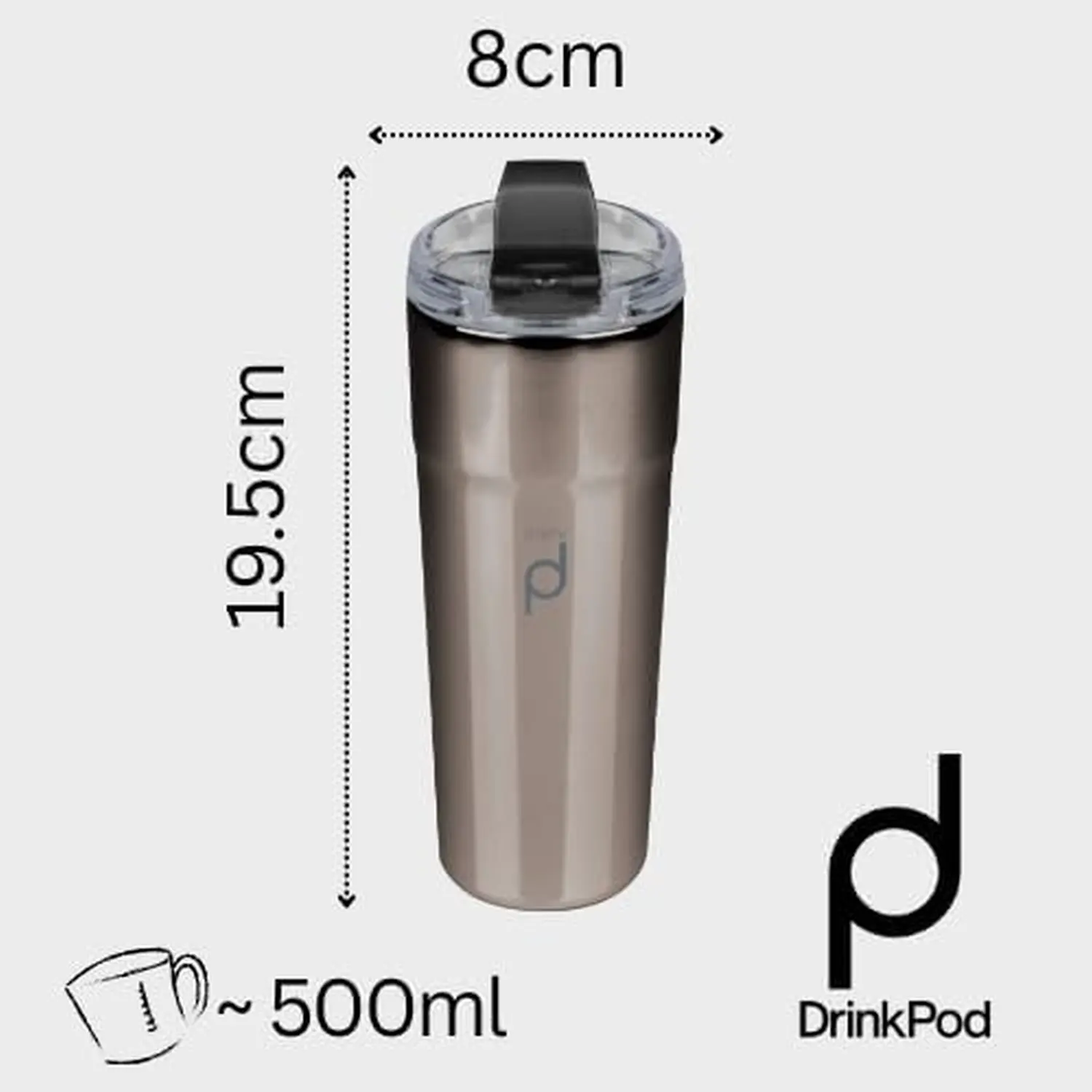 Grunwerg Drink Pod Coffee Mug 500ml Metallic Black