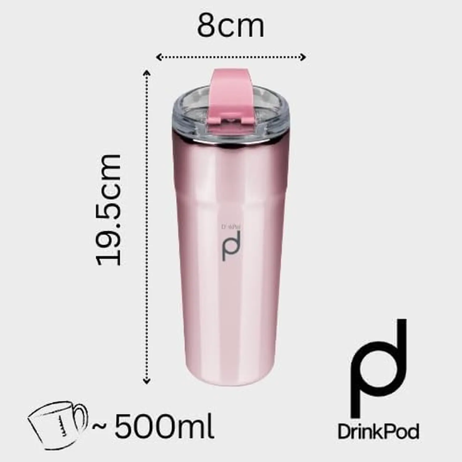 Grunwerg Drink Pod Coffee Mug 500ml Metallic Rose