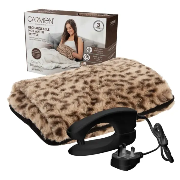 RKW0105 Carmen Rechargeable Hot Water Bottle Leopard Print