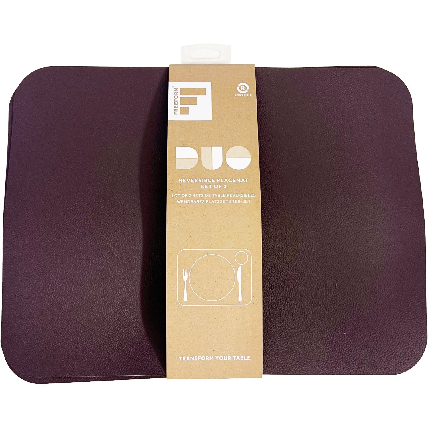 Freeform Chocolate/White Flexi Faux Leather Placemats 2 Pack 40x30cm