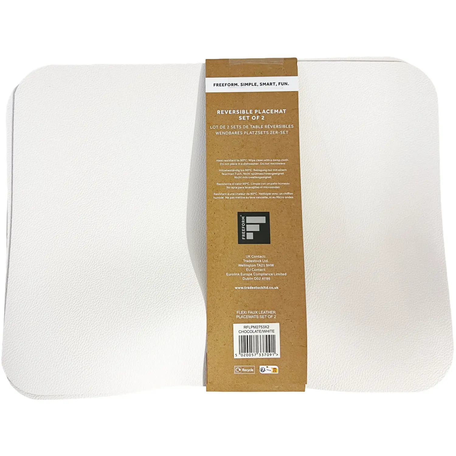 Freeform Chocolate/White Flexi Faux Leather Placemats 2 Pack 40x30cm