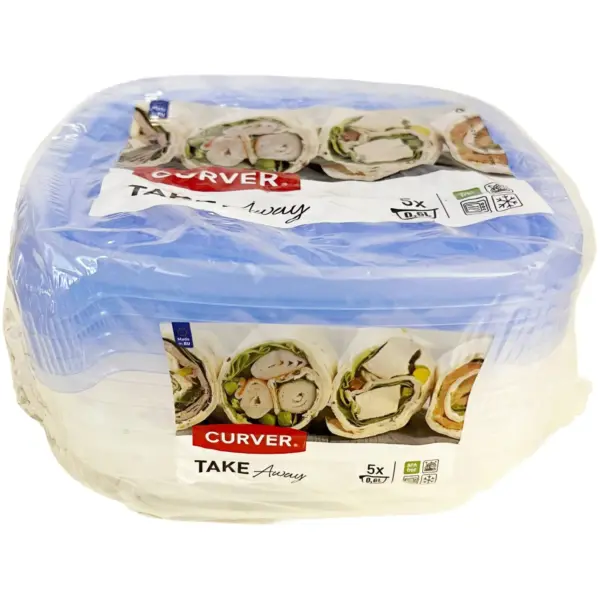 Curver Take Away Square Tub 0.6L 5 Pack