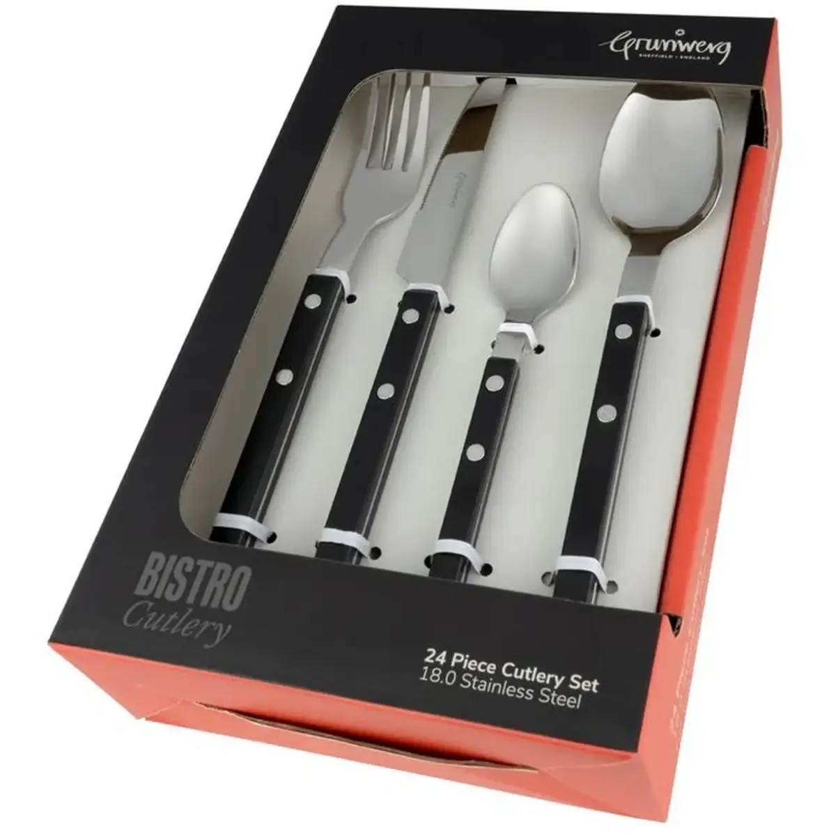 Grunwerg Bistro Cutlery Set Black16Pce