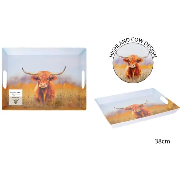 Coco & Gray Highland Cow Serving Tray Melamine 38cm