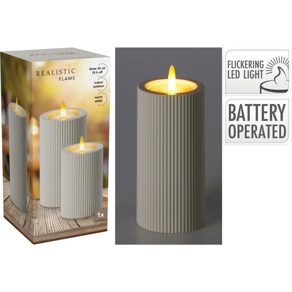 LED Candle Off White 15x7.5cm