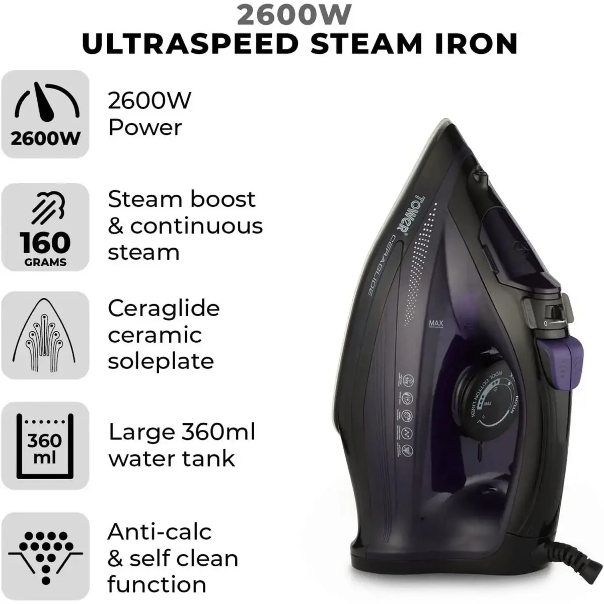 Tower Steam Iron 2600w