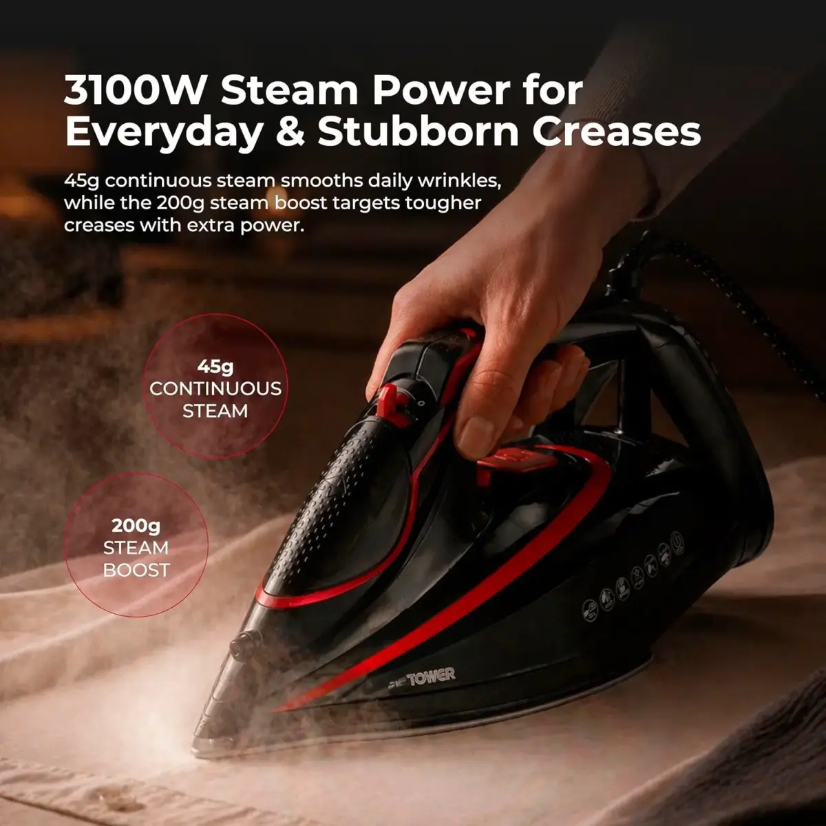 Tower Steam Iron XL Sole Plate 3100w