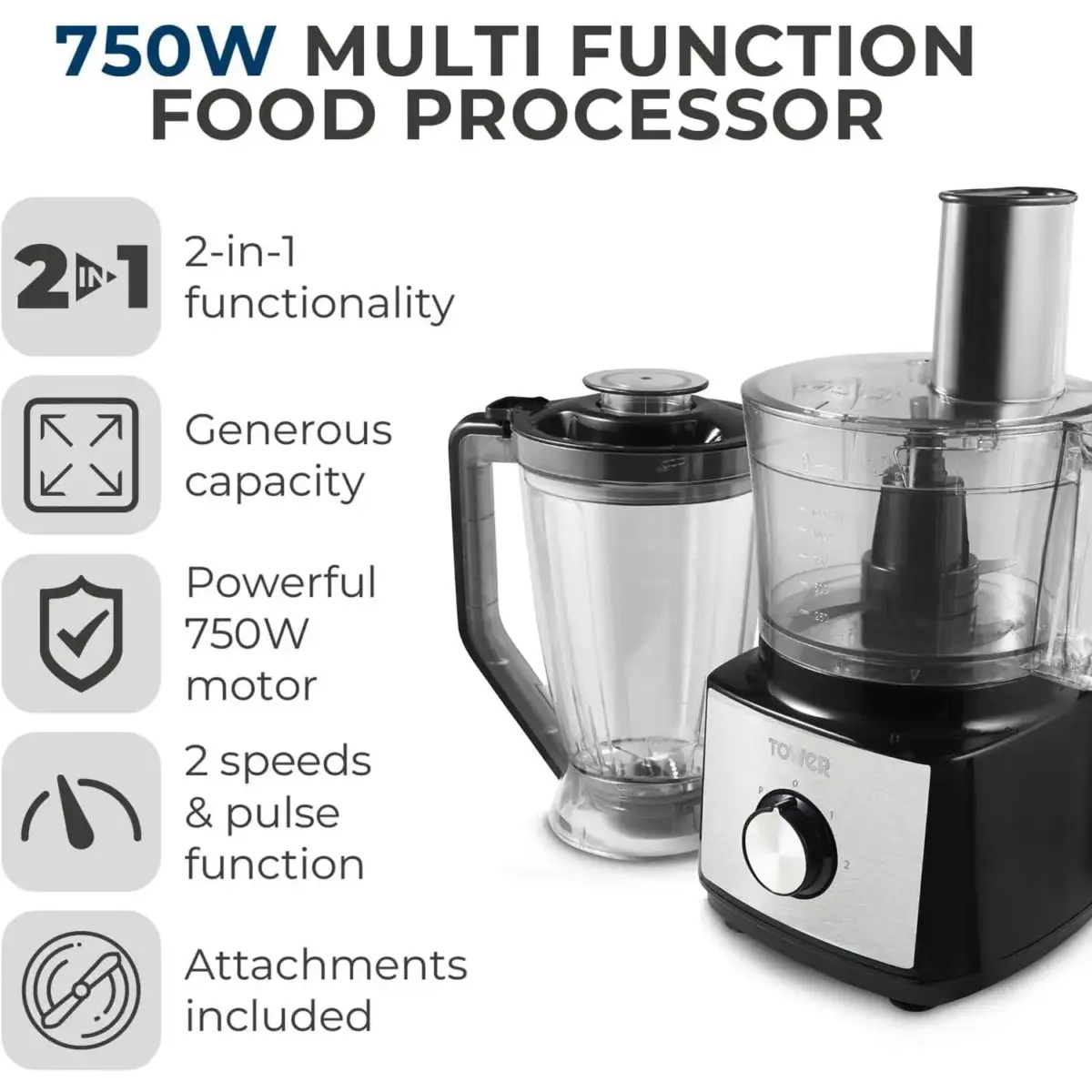 Tower Food Processor+Blender