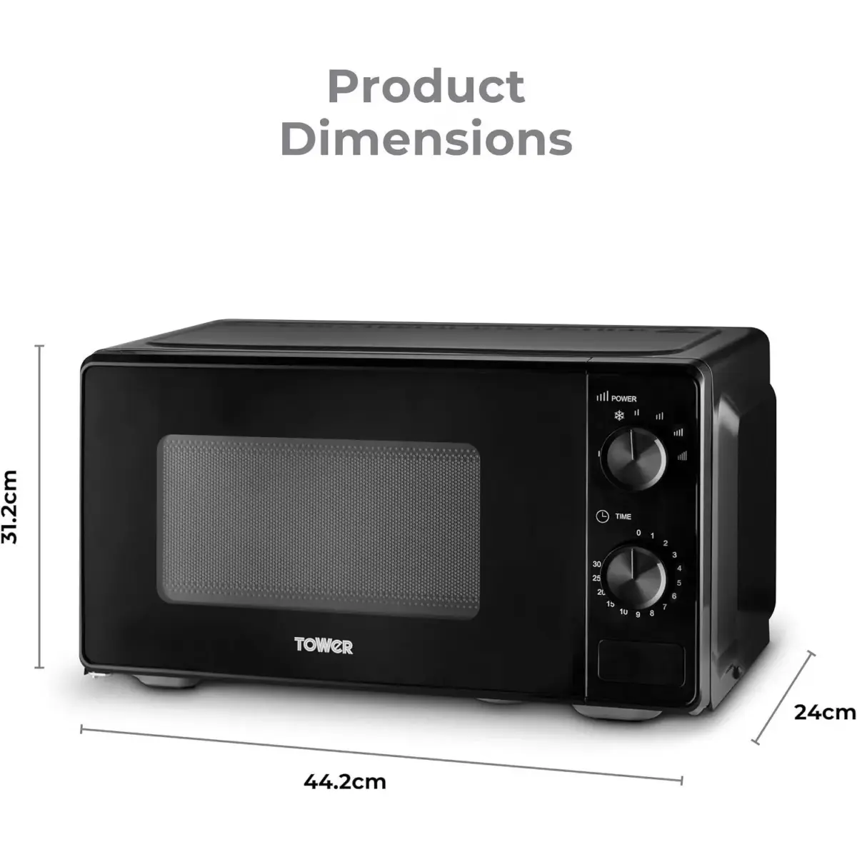 Tower Microwave 800w 20l Black