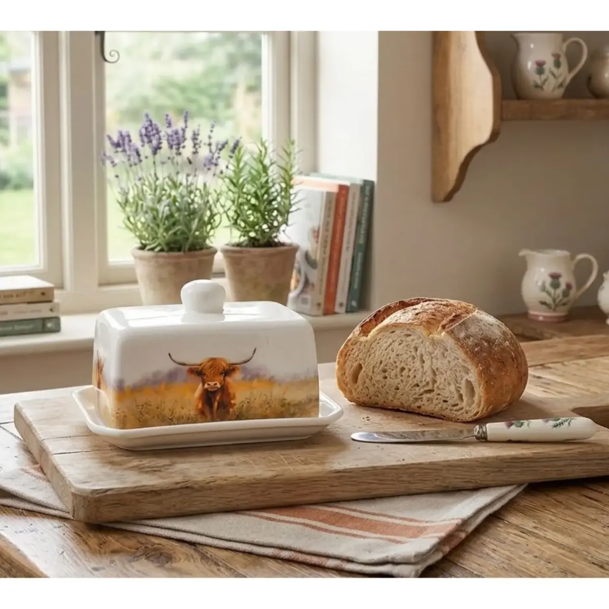 Coco & Gray Highland Cow Butter Dish 16x11cm