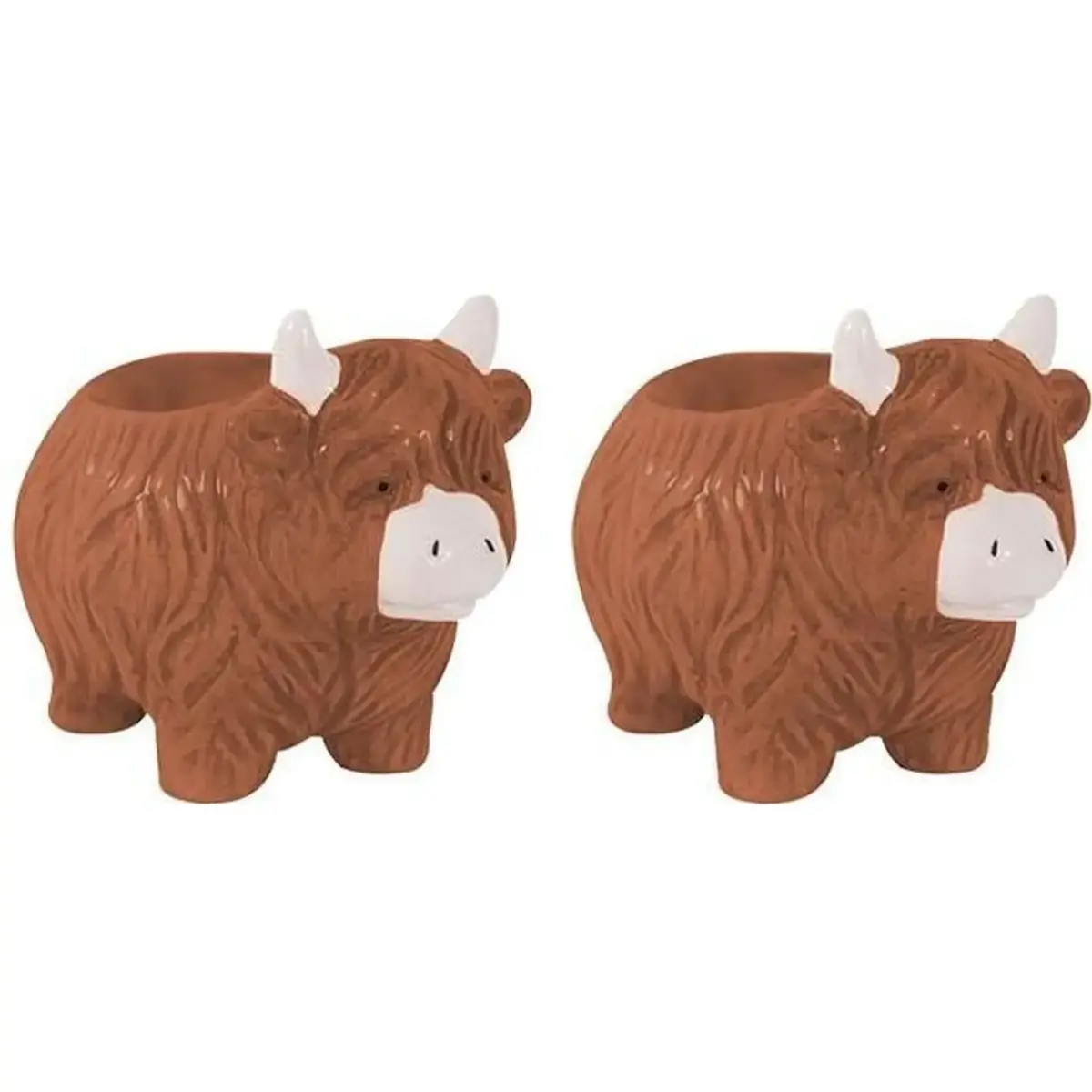 Coco & Gray Highland Cow Egg Cups 2Pk