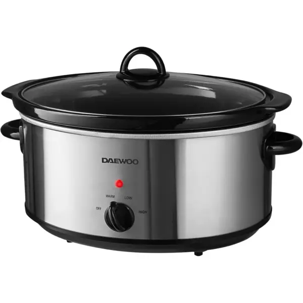 Daewoo SDA2943GE Slow Cooker 6.5 Litre Capacity Chrome