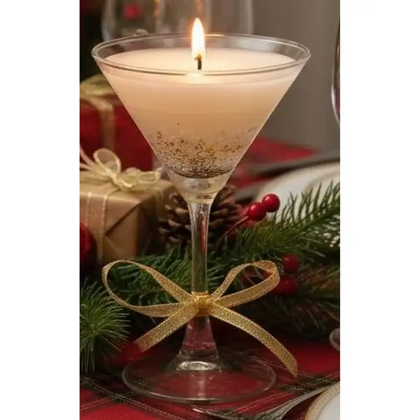 Martini Glass Gel Candle 16cm