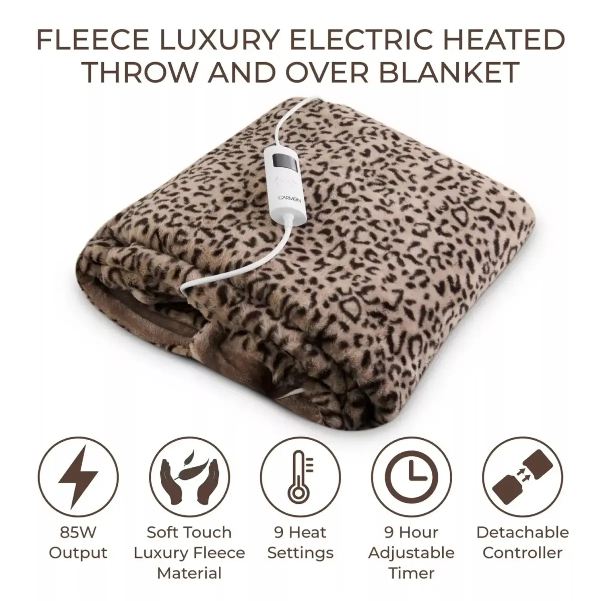 Carmen Heated Wearable Blanket Leopard Print