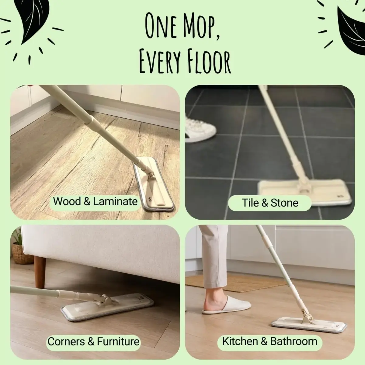 Greener Cleaner Microfibre Mop Telescopic Handle