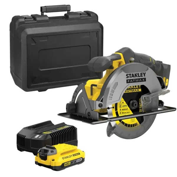Stanley Fatmax 165mm circular saw kit with 2.0Ah battery, charger and kit box