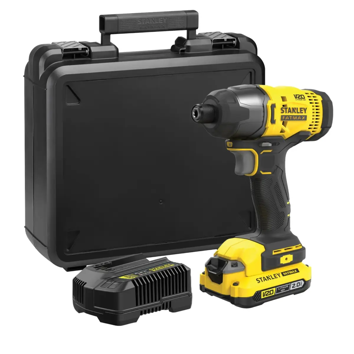 Stanley Fatmax 18V impact driver kit with 2.0Ah battery, charger and kit box
